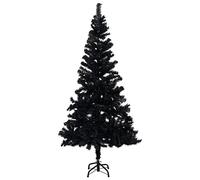 vidaXL Árbol de Navidad Artificial con Soporte Decoración Navideña Vacaciones Estable Interior Exterior Fiesta Decorativa Negro PVC 180 cm
