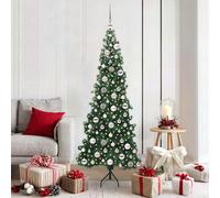vidaXL Árbol de Navidad artificial, forma rectangular, color verde, 180 cm, fabricado en PVC y metal