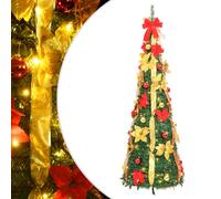 vidaXL Árbol de Navidad Artificial Desplegable, Adorno Navideño con 50 LED Soporte, Árbol Iluminado, Luces Decorativas de Navidad, Verde 120 cm