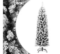 vidaXL Árbol de Navidad Artificial Estrecho con Nieve Decoración Adornos Festivos Navideño Realista Interior Exterior Económica PVC Verde 150 cm