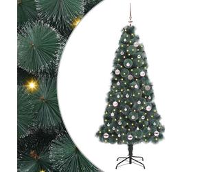 vidaXL Árbol de Navidad artificial iluminado con juego de bolas Verde