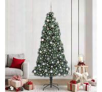 vidaXL Árbol de Navidad artificial iluminado con set de bolas Verde