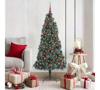 vidaXL Árbol de Navidad artificial iluminado con set de bolas Verde