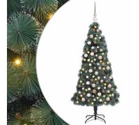 vidaXL Árbol de Navidad artificial iluminado con set de bolas Verde