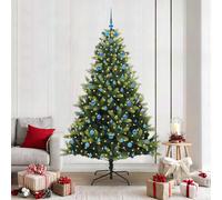 vidaXL Árbol de Navidad artificial abatible con 300 luces LED, color verde, 210 cm