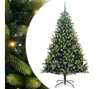 vidaXL Árbol de Navidad artificial abatible con 300 luces LED, color verde, 210 cm