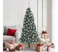vidaXL Árbol de Navidad artificial preiluminado con set de bolas Verde
