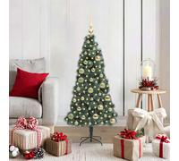 vidaXL Árbol de Navidad artificial preiluminado con set de bolas Verde