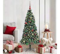 vidaXL Árbol de Navidad artificial preiluminado con set de bolas Verde