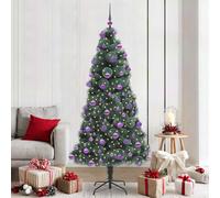 vidaXL Árbol de Navidad artificial preiluminado con set de bolas Verde