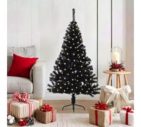 vidaXL Árbol de Navidad Artificial Preiluminado Negro 120 cm PVC, Arbolito de Navidad en Forma de Cono, con Luces LED, decoración Festiva, Ilumina tu Exterior