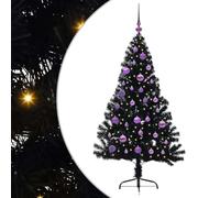 vidaXL Árbol de Navidad artificial preiluminado cónico 150 cm Negro PVC con luces LED duraderas