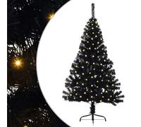 vidaXL Árbol de Navidad Artificial Preiluminado Negro 150 cm PVC, Arbolito de Navidad en Forma de Cono, con Luces LED, decoración Festiva, Ilumina tu Exterior