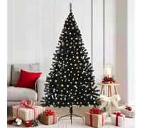 vidaXL Árbol de Navidad Artificial Preiluminado Negro 180 cm PVC, Arbolito de Navidad en Forma de Cono, con Luces LED, decoración Festiva, Ilumina tu Exterior