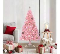 vidaXL Árbol de Navidad artificial con luces LED integradas, color rosa, 150 cm, material PVC