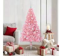 vidaXL Árbol de Navidad Artificial Preiluminado Rosa 150 cm PVC, Árbol de Navidad cónico Moderno, Luces LED duraderas, decoración Festiva, iluminación de jardín