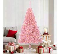 vidaXL Árbol de Navidad Artificial Preiluminado Rosa 180 cm PVC, Arbolito de Navidad en Forma de Cono, con Luces LED, decoración Festiva, Ilumina tu Exterior