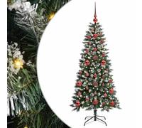 vidaXL Árbol de Navidad Artificial Verde 120 cm PVC, Plástico y Acero, Árbol de Navidad Moderno, en Forma de Cono, con Luces USB, Ahorrar Espacio en el salón