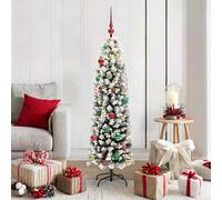 vidaXL Árbol de Navidad artificial con 150 luces LED, base incluida, color verde, 150 cm