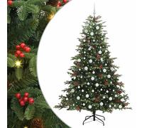 vidaXL Árbol de Navidad artificial 210 cm Verde – PVC, metal y plástico, forma cónica, USB