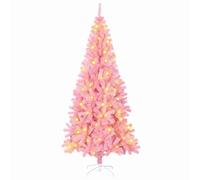 vidaXL Árbol de Navidad con 300 LED con Soporte Rosa 180 cm PVC, Árbol de Vacaciones Moderno y Minimalista, decoración LED, Luces cálidas para el hogar y jardín