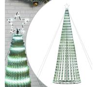 vidaXL Árbol de Navidad con iluminación LED, forma de cono, 1028 ledes, 8 efectos de luz, decoración navideña, interior y exterior, blanco frío, 403 cm
