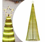 vidaXL Árbol de Navidad con iluminación LED, forma de cono, 475 ledes, 8 efectos de luz, decoración navideña para interior y exterior, blanco cálido, 247 cm