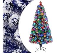 vidaXL Árbol de Navidad con luces fibra óptica blanco y azul 120 cm