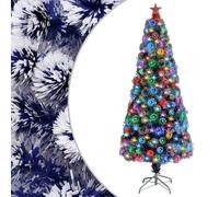 vidaXL Árbol de Navidad con luces fibra óptica blanco y azul 180 cm