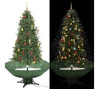 vidaXL Árbol de Navidad con nieve con base en paraguas verde 190 cm