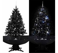 vidaXL Árbol de Navidad con nieve y base de paraguas PVC negro 140cm