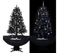 vidaXL Árbol de Navidad con nieve y base de paraguas PVC negro 170 cm