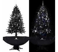 vidaXL Árbol de Navidad con nieve y base de paraguas PVC negro 190 cm