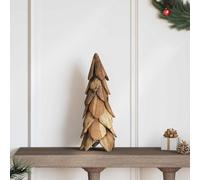 vidaXL Árbol de Navidad con soporte – Madera de teca maciza 51 cm Marrón rústico