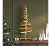 vidaXL Árbol de Navidad de Madera Marrón 90 cm Madera Maciza de Pino, Sala, Pieza Moderna para hogar en Fiestas, árbol navideño de Madera Personalizado, decoración Creativa rústica