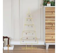 vidaXL Árbol de Navidad de metal con soporte Dorado 90 cm