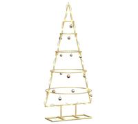 vidaXL Árbol de Navidad de Metal con Soporte Dorado 90 cm, Árbol de Navidad Moderno, decoración Minimalista, Adorno Festivo, Escultura Chic para tu Sala