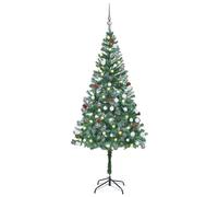 vidaXL Árbol de Navidad helado con luces, bolas y piñas 180 cm