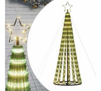 vidaXL Árbol de Navidad LED 275 Leds Blanco cálido 180 cm, decoración navideña, luz navideña, luz LED, luz navideña para Exteriores, árbol de Cono de Navidad