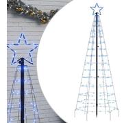 vidaXL Árbol de Navidad LED con estacas 220 Leds Azul 180 cm, decoración navideña, luz navideña, luz LED, luz navideña para Exteriores, árbol de Cono de Navidad