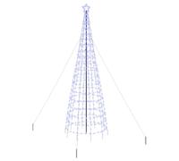 vidaXL Árbol de Navidad LED con estacas de Tierra Azul 400 cm Hierro, Sala, decoración navideña Moderna, Luces LED, árbol Festivo, iluminación Alegre, ecoeficiente