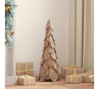 vidaXL Árbol de Navidad con Soporte Marrón 80 cm Madera de Teca Maciza, Decoración de Sala, árbol navideño de Teca rústica, Acento Festivo Beige para el hogar