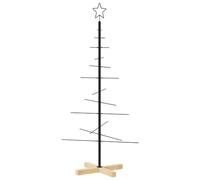 vidaXL Árbol de Navidad con base de madera, metal negro 120 cm, decoración navideña
