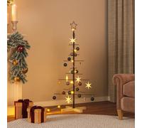 vidaXL Árbol de Navidad metal negro con base de madera 120 cm