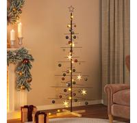 vidaXL Árbol de Navidad Metal Negro con Base de Madera 180 cm