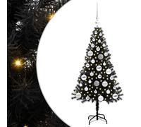 vidaXL Árbol de Navidad con 150 LED con Soporte Negro 120 cm PVC, Árbol de Navidad Moderno, Adorno Festivo Artificial, decoración de Sala, Luces LED cálidas, Display Minimalista