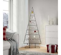 vidaXL Árbol de Navidad de Metal Negro 150 cm, Soporte y Decoración Navideña