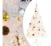 vidaXL Árbol de Navidad preiluminado con luces y bolas blanco 150 cm