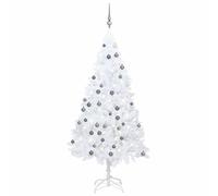 vidaXL Árbol de Navidad preiluminado con luces y bolas blanco 150 cm