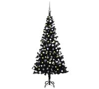 vidaXL Árbol de Navidad preiluminado con luces y bolas negro 150 cm